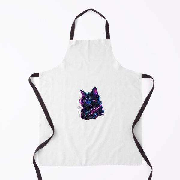 Item preview, A futuristic cyberpunk black cat wearing glowing neon glasses designed and sold by NaJaCreation.