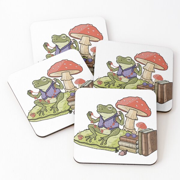 Item preview, Frog Cozy Cottagecore with Books and Mushroom  designed and sold by LeshanArt.
