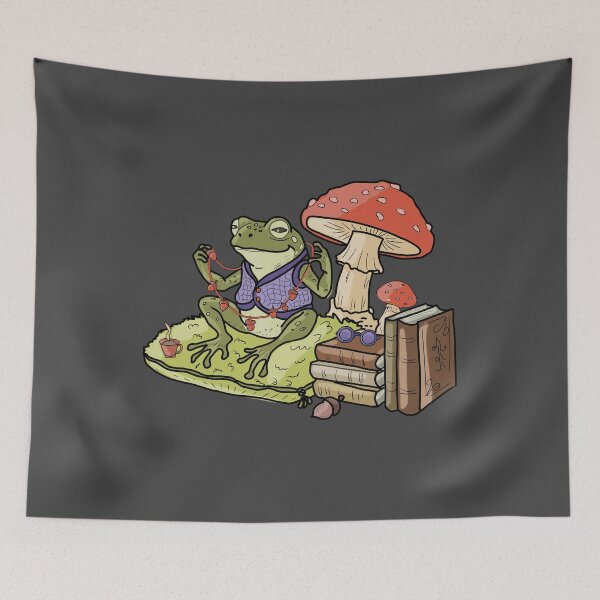 Item preview, Frog Cozy Cottagecore with Books and Mushroom  designed and sold by LeshanArt.