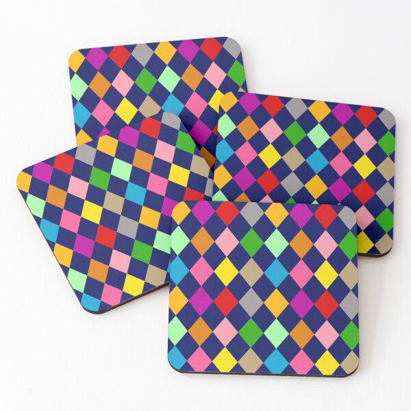Item preview, Multicolored Harlequin Diamonds Pattern Design - Blue  designed and sold by PatternTitan.