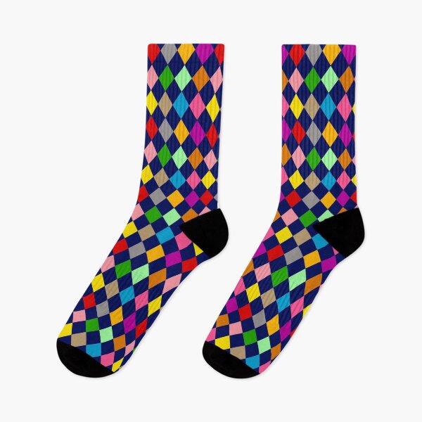 Item preview, Multicolored Harlequin Diamonds Pattern Design - Blue  designed and sold by PatternTitan.