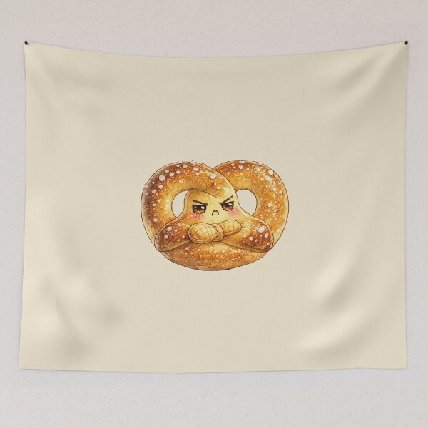 Item preview, Kawaii Pretzel Watercolor Illustration – Cute Salty Bread Character with Attitude designed and sold by MagicMakerPh.