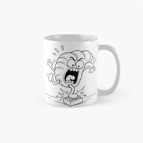 Item preview, Funny Croissant Steps on Toy Brick Instant Regret Cartoon designed and sold by ComedyInkFactor.