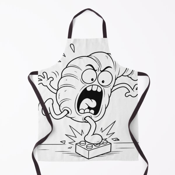 Item preview, Funny Croissant Steps on Toy Brick Instant Regret Cartoon designed and sold by ComedyInkFactor.