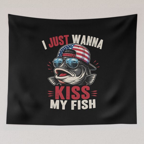 Item preview, I Just Wanna Kiss My Fish Funny Sarcastic Patriotic USA designed and sold by OlakunleOloroz.