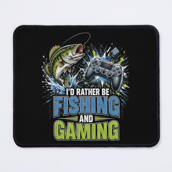 Item preview, I’d Rather Be Fishing and Gaming Funny Fisherman Gamer designed and sold by OlakunleOloroz.
