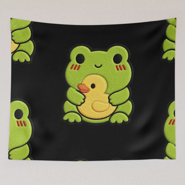 Item preview, Silly Frog Holding Rubber Duck designed and sold by ColorSplash123.