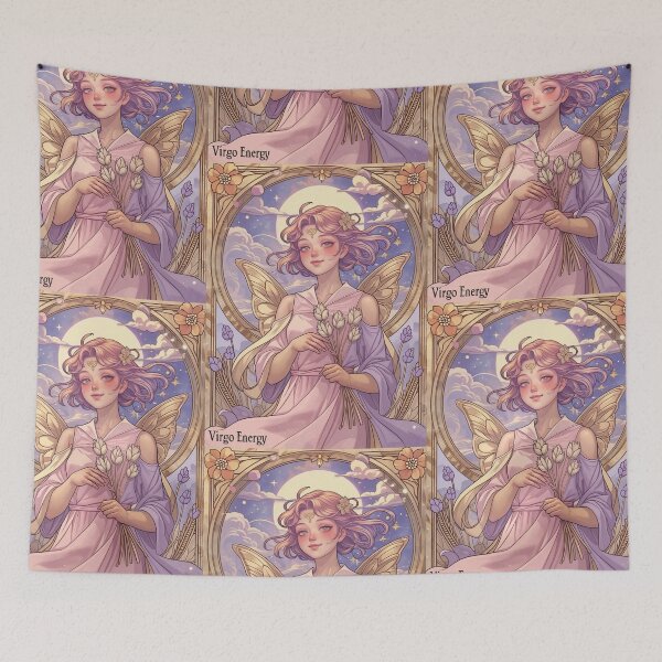 Item preview, Virgo Zodiac Goddess Art Print – Celestial Anime Horoscope Wall Decor designed and sold by RSDigitalPrintDesign.