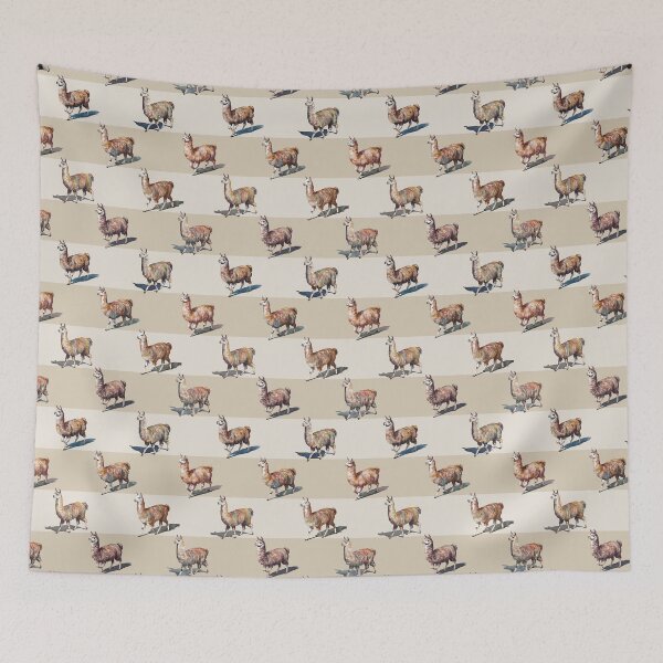 Item preview, Watercolor Llamas over Beige and Cream  designed and sold by Lidra Zehcnas.