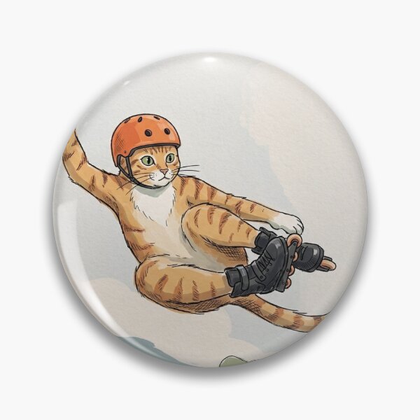 Item preview, Funny Orange Cat Rollerblading Jump with Helmet designed and sold by Butterfly-Dream.