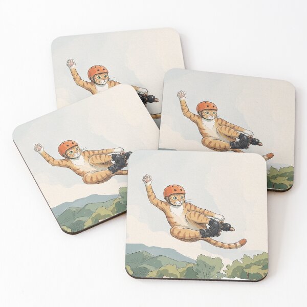 Item preview, Funny Orange Cat Rollerblading Jump with Helmet designed and sold by Butterfly-Dream.