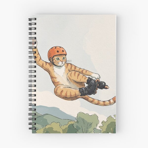 Item preview, Funny Orange Cat Rollerblading Jump with Helmet designed and sold by Butterfly-Dream.