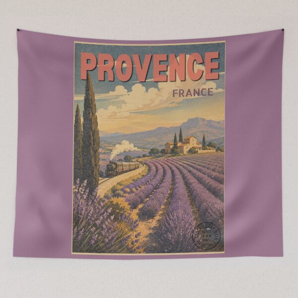 Item preview, Vintage Provence France Lavender Field Mid Century Poster designed and sold by KaBaRen.