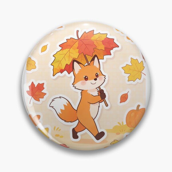 Item preview, Cute Fox Walking Through the Forest with a Maple Leaf Umbrella Autumn Cartoon designed and sold by OksArtStudio.