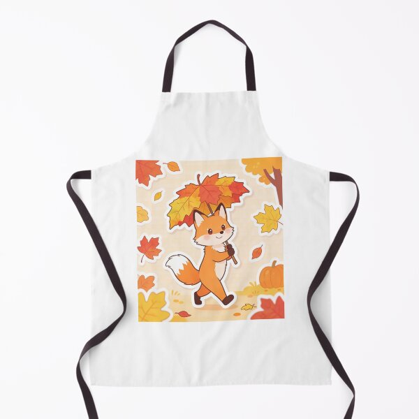 Item preview, Cute Fox Walking Through the Forest with a Maple Leaf Umbrella Autumn Cartoon designed and sold by OksArtStudio.