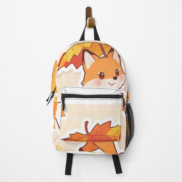 Item preview, Cute Fox Walking Through the Forest with a Maple Leaf Umbrella Autumn Cartoon designed and sold by OksArtStudio.