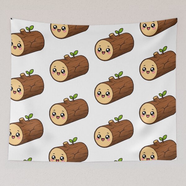 Item preview, Cute Kawaii Wooden Log Happy Forest Nature Cartoon designed and sold by Seculinator.