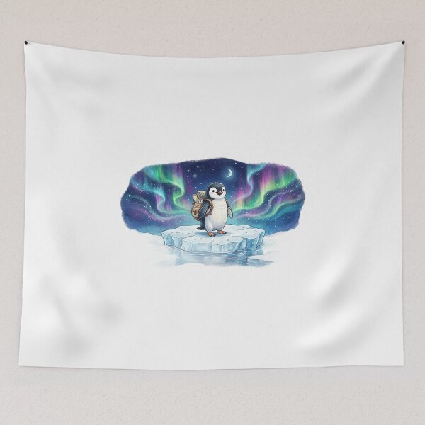 Item preview, Baby Penguin Explorer Under Northern Lights designed and sold by GrzywaM.