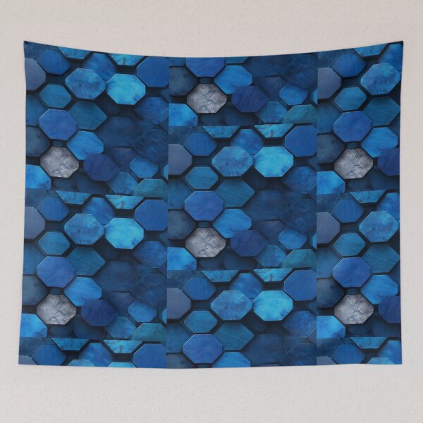 Item preview, Blue Hexagon Geometric Pattern Artwork  designed and sold by NivyasArtistry.