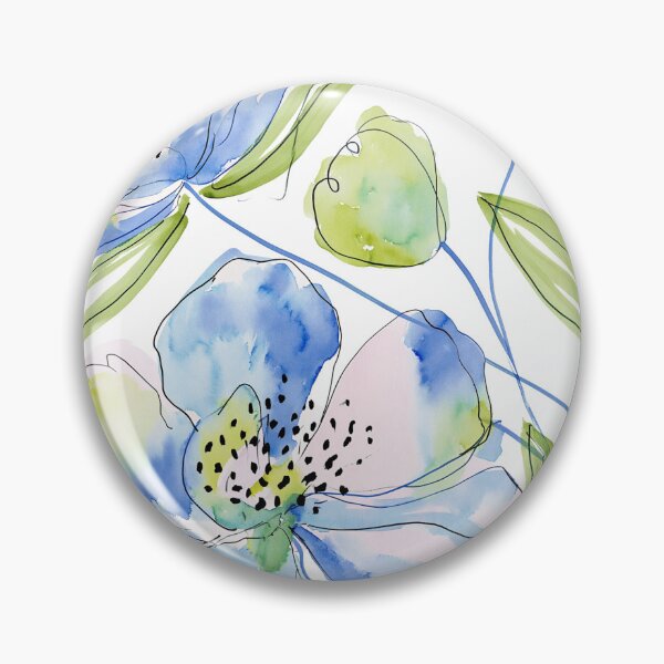 Item preview, Coral & Blue Watercolor Floral Pattern designed and sold by Ramona-Gliga.