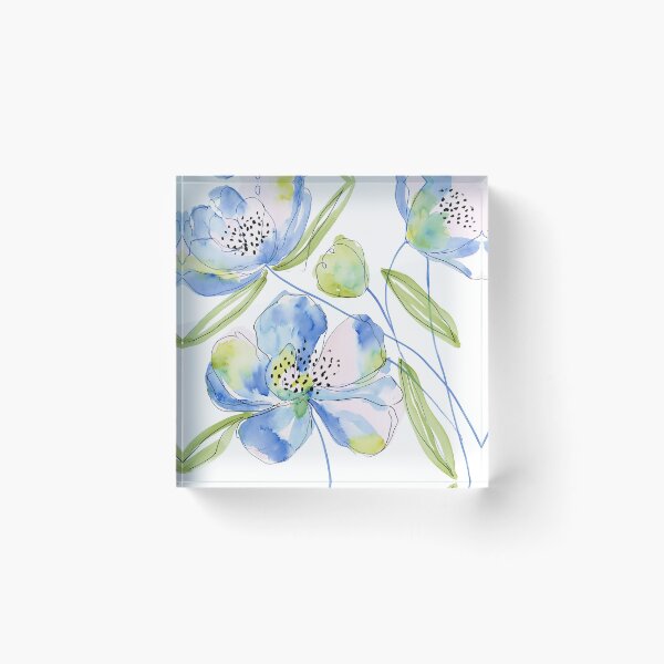 Item preview, Coral & Blue Watercolor Floral Pattern designed and sold by Ramona-Gliga.