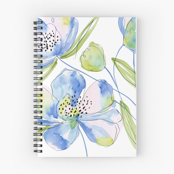 Item preview, Coral & Blue Watercolor Floral Pattern designed and sold by Ramona-Gliga.