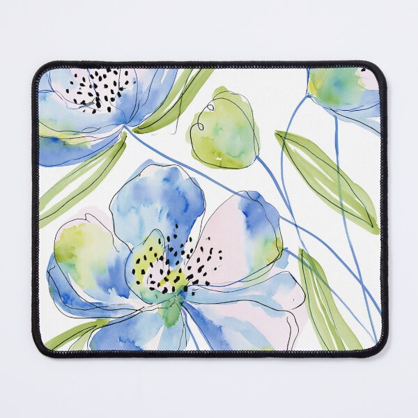 Item preview, Coral & Blue Watercolor Floral Pattern designed and sold by Ramona-Gliga.