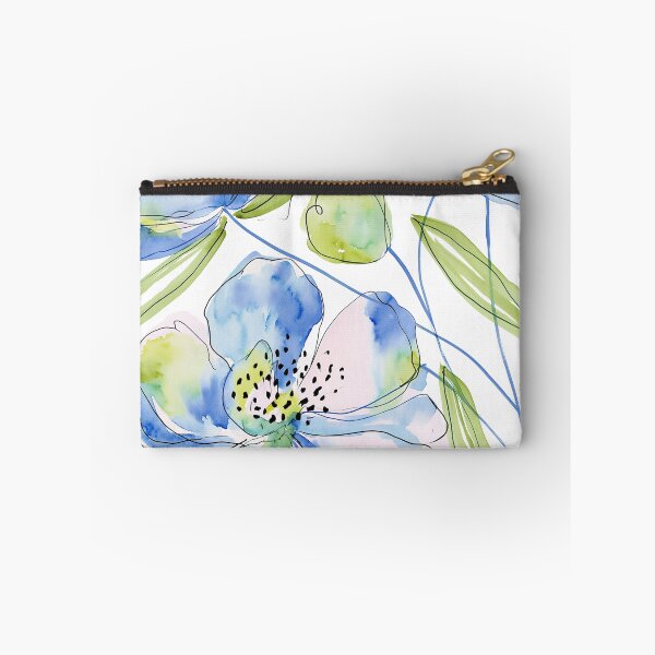 Item preview, Coral & Blue Watercolor Floral Pattern designed and sold by Ramona-Gliga.