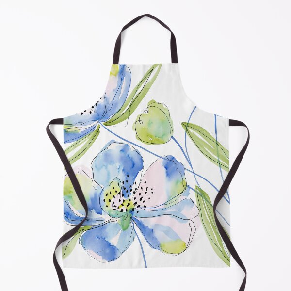 Item preview, Coral & Blue Watercolor Floral Pattern designed and sold by Ramona-Gliga.