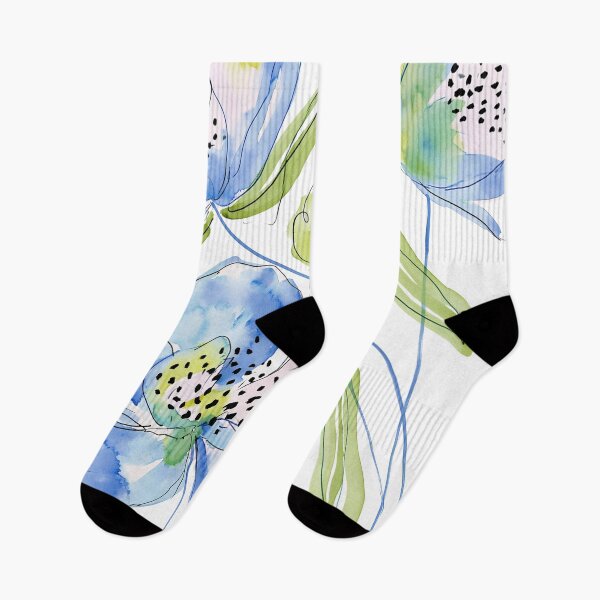 Item preview, Coral & Blue Watercolor Floral Pattern designed and sold by Ramona-Gliga.