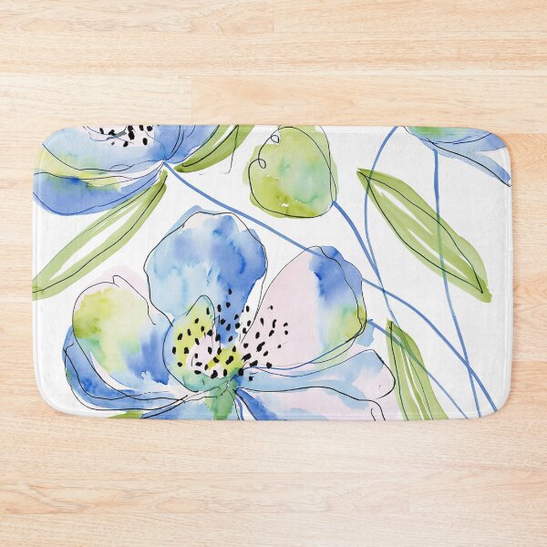 Item preview, Coral & Blue Watercolor Floral Pattern designed and sold by Ramona-Gliga.