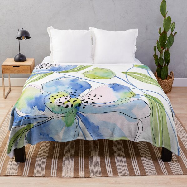 Item preview, Coral & Blue Watercolor Floral Pattern designed and sold by Ramona-Gliga.