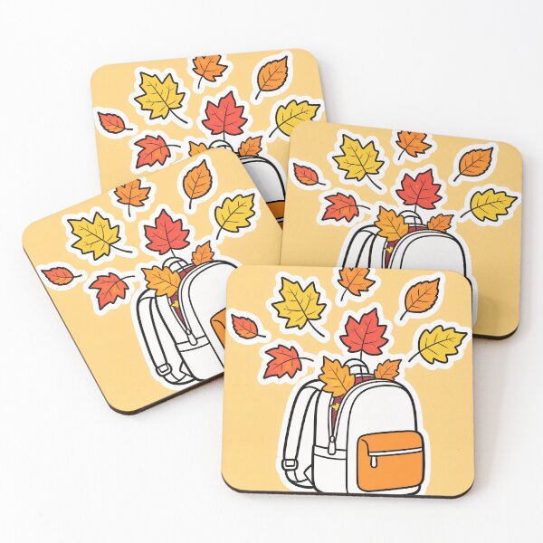 Item preview, Cute Open White Backpack with Flying Maple Leaves Funny Autumn Back to School Cartoon designed and sold by OksArtStudio.