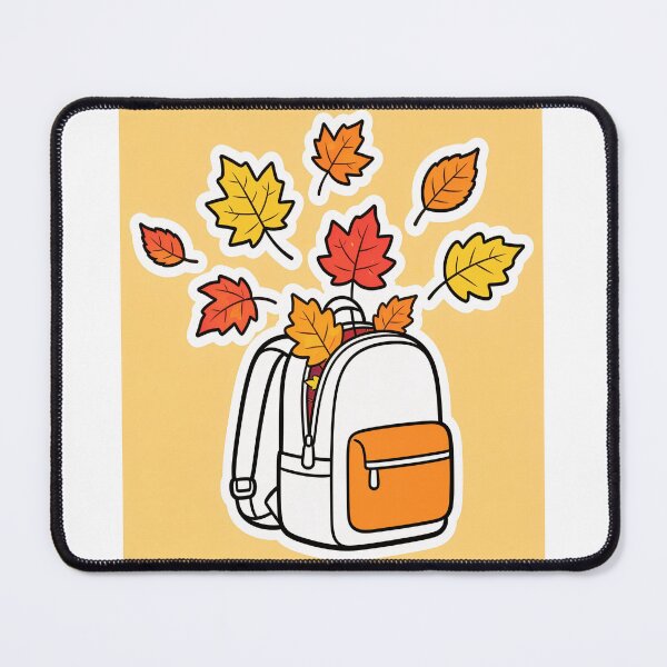 Item preview, Cute Open White Backpack with Flying Maple Leaves Funny Autumn Back to School Cartoon designed and sold by OksArtStudio.