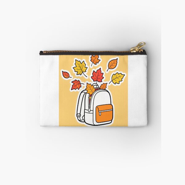 Item preview, Cute Open White Backpack with Flying Maple Leaves Funny Autumn Back to School Cartoon designed and sold by OksArtStudio.