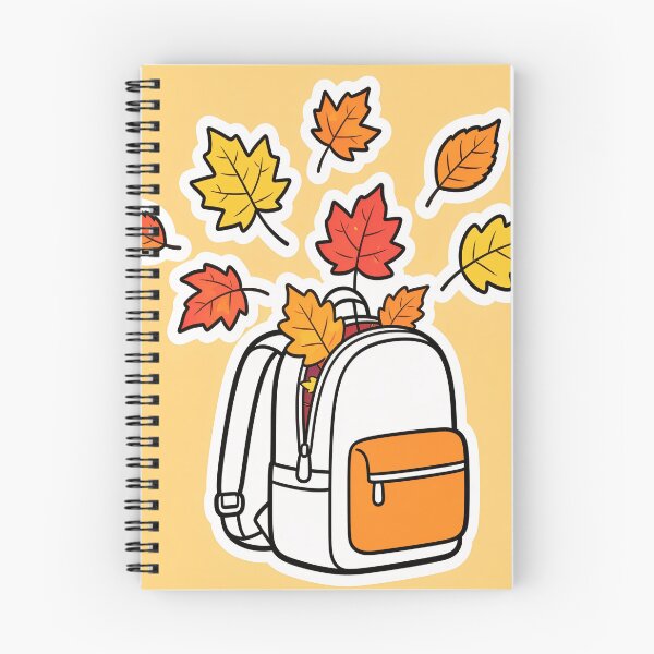 Item preview, Cute Open White Backpack with Flying Maple Leaves Funny Autumn Back to School Cartoon designed and sold by OksArtStudio.