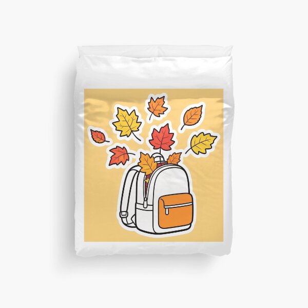 Item preview, Cute Open White Backpack with Flying Maple Leaves Funny Autumn Back to School Cartoon designed and sold by OksArtStudio.