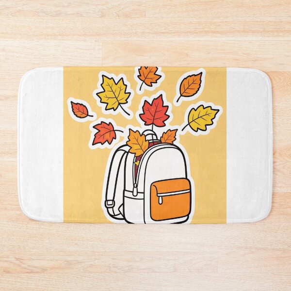 Item preview, Cute Open White Backpack with Flying Maple Leaves Funny Autumn Back to School Cartoon designed and sold by OksArtStudio.