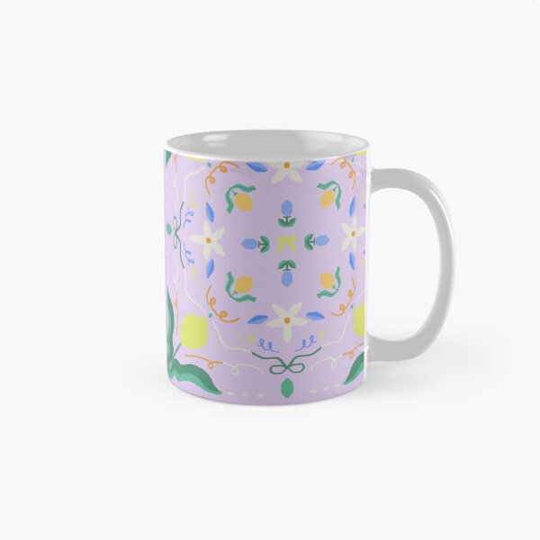 Item preview, Lemon Floral Folk Tile Lavender — Blue Lemon Studio Original Illustration designed and sold by BluelemonStudio.