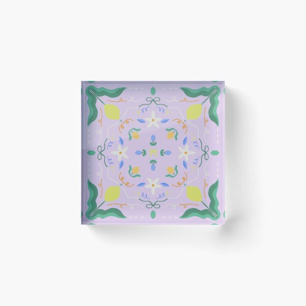 Item preview, Lemon Floral Folk Tile Lavender — Blue Lemon Studio Original Illustration designed and sold by BluelemonStudio.