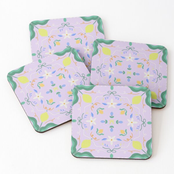 Item preview, Lemon Floral Folk Tile Lavender — Blue Lemon Studio Original Illustration designed and sold by BluelemonStudio.