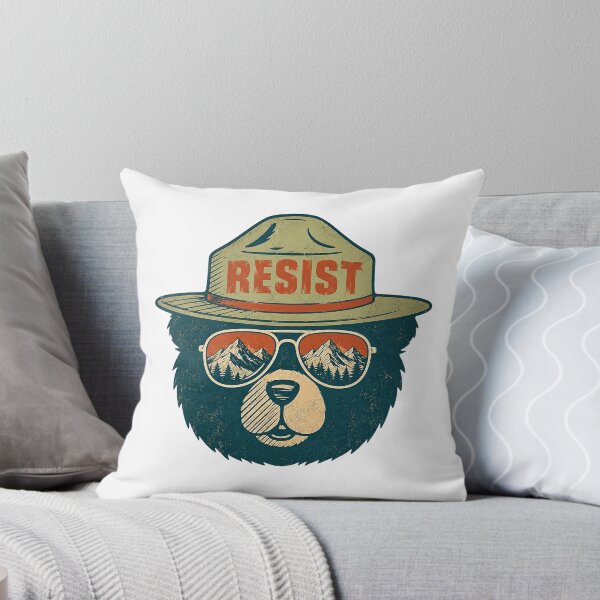Item preview, Resist Forest Ranger Bear Environmental Activism Wilderness Mountains designed and sold by SkeletonsDanger.