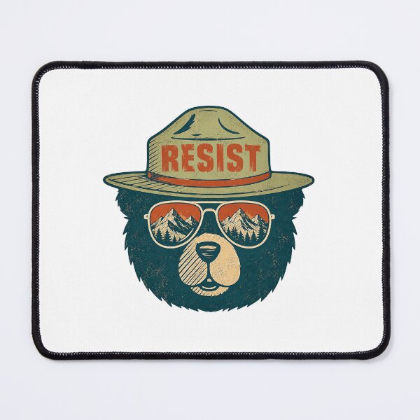 Item preview, Resist Forest Ranger Bear Environmental Activism Wilderness Mountains designed and sold by SkeletonsDanger.