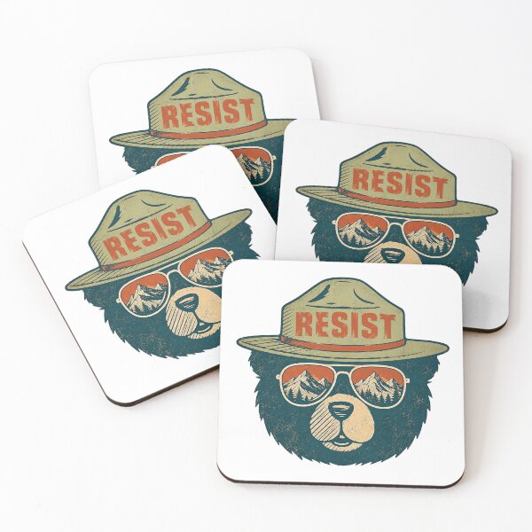 Item preview, Resist Forest Ranger Bear Environmental Activism Wilderness Mountains designed and sold by SkeletonsDanger.