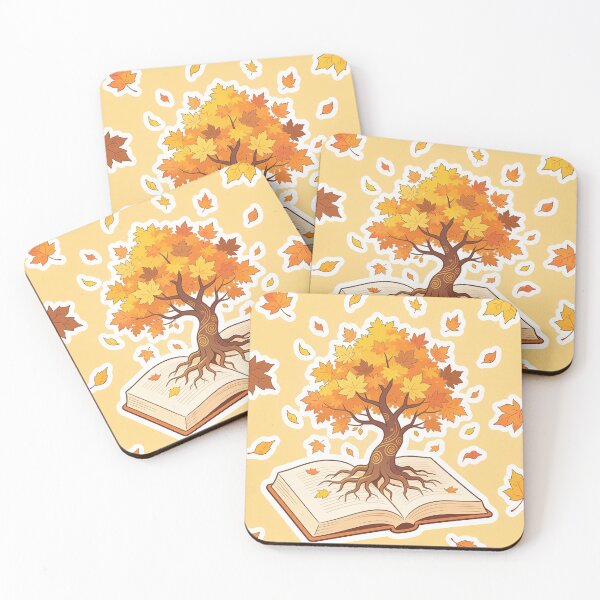 Item preview, Magical Maple Tree Growing from an Open Book Cute Autumn Reading Cartoon designed and sold by OksArtStudio.