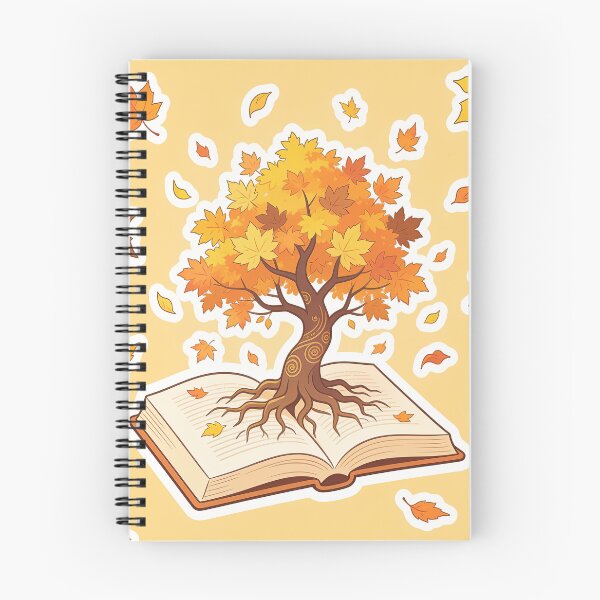 Item preview, Magical Maple Tree Growing from an Open Book Cute Autumn Reading Cartoon designed and sold by OksArtStudio.