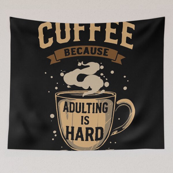 Item preview, Coffee Because Adulting Is Hard Funny Coffee Lover Vintage Retro T-Shirt designed and sold by phsycartwork.
