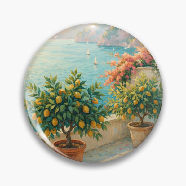 Item preview, Amalfi Lemon Terrace at Golden Morning | Impressionist Mediterranean Coastal Wall Art designed and sold by Tamas Das.