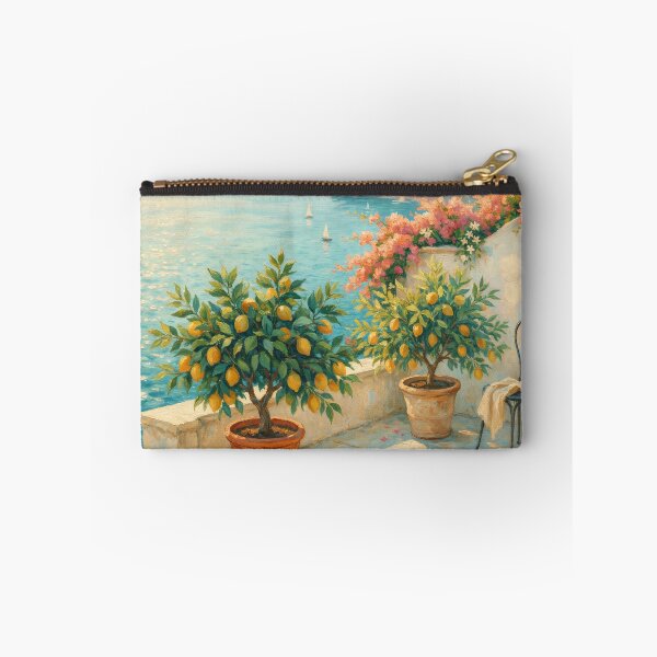Item preview, Amalfi Lemon Terrace at Golden Morning | Impressionist Mediterranean Coastal Wall Art designed and sold by Tamas Das.