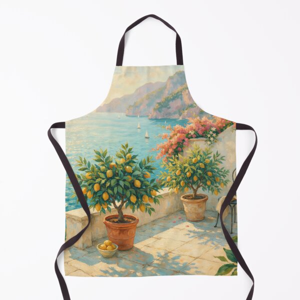Item preview, Amalfi Lemon Terrace at Golden Morning | Impressionist Mediterranean Coastal Wall Art designed and sold by Tamas Das.